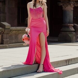 XOXO Vibrant Pink Prom Dress